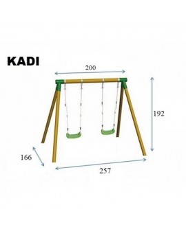 Balançoire double en bois rond Masgames KADI L