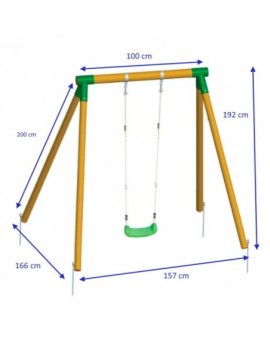 Balançoire individuelle en bois rond Masgames KILA L