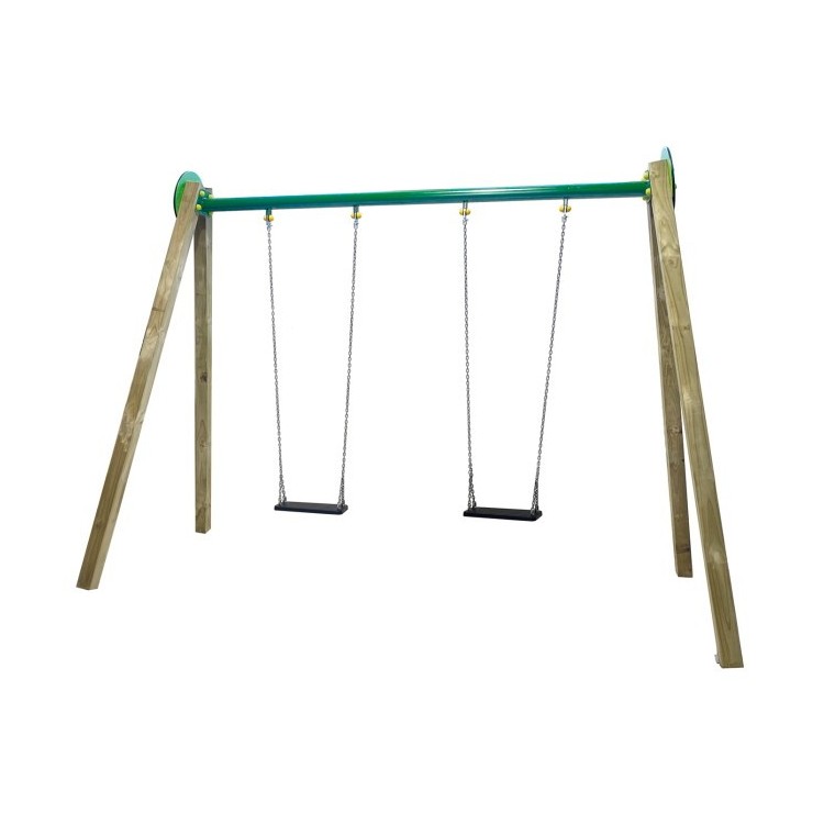 Balançoire double en bois Masgames DRACO (sièges plats)