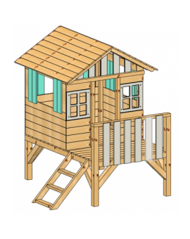 Maison d'enfant en bois Masgames LOLLIPOP Surélevée verte