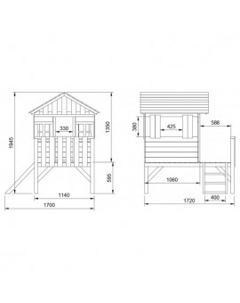 Maison d'enfant en bois Masgames LOLLIPOP Surélevée verte