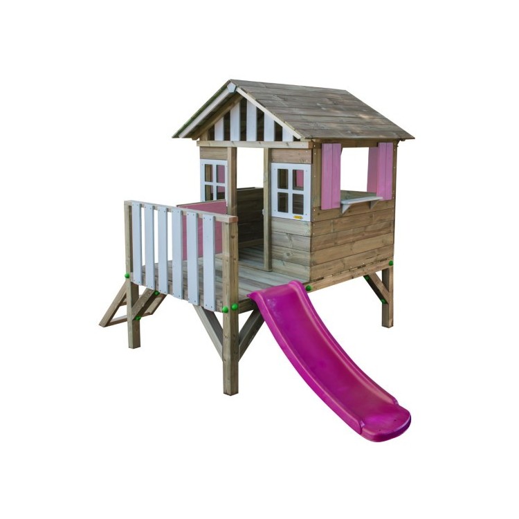 Maison d'enfant en bois Masgames LOLLIPOP Surélevée rose