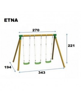 Balançoire triple en bois rond Masgames ETNA XL