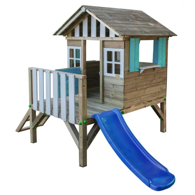 Maison d'enfant en bois Masgames LOLLIPOP Surélevée bleue