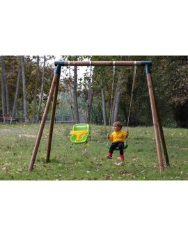 Balançoire double en bois rond Masgames KIBO XL + siège bébé