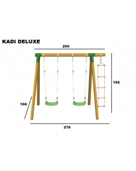 Balançoire double en bois rond Masgames KADI Deluxe L + siège bébé