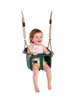 Balançoire double en bois rond Masgames KADI Deluxe L + siège bébé