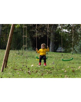 Balançoire double en bois rond Masgames KIBO XL Deluxe