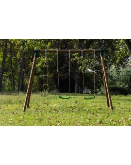 Balançoire double en bois rond Masgames KIBO XL Deluxe