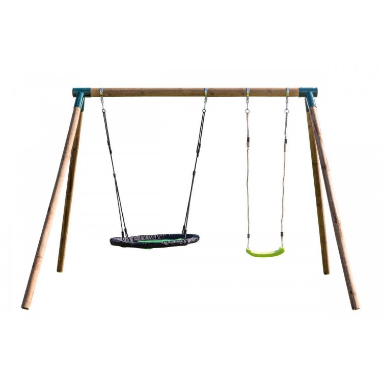 Balançoire double en bois rond Masgames DOBLE PLUS XL