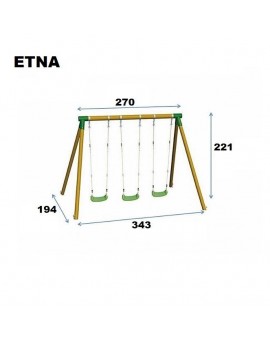 Balançoire triple en bois rond Masgames ETNA XL + siège bébé