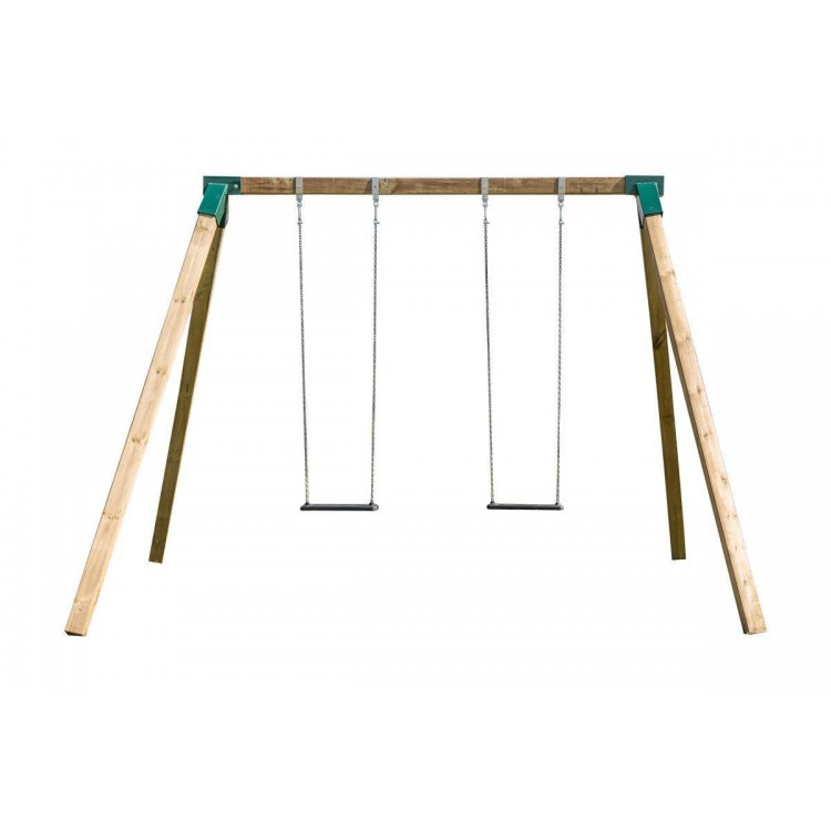 Balançoire double en bois carré Masgames KARAI DELUXE Adultes (caoutchouc et chaînes)