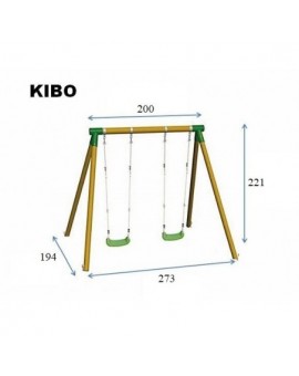 Balançoire double en bois rond Masgames KIBO XL