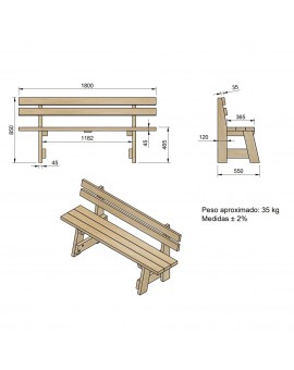 Banc en bois avec dossier MASGAMES VIC