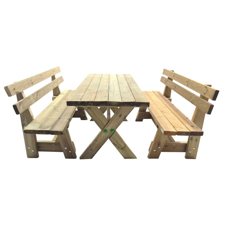 Table en bois XERTA avec bancs avec dossier VIC