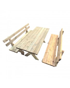 Table en bois XERTA avec bancs avec dossier VIC