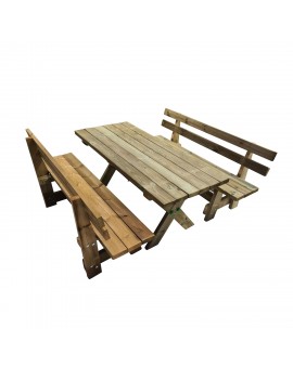 Table en bois XERTA avec bancs avec dossier VIC