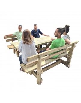 Table en bois XERTA avec bancs avec dossier VIC