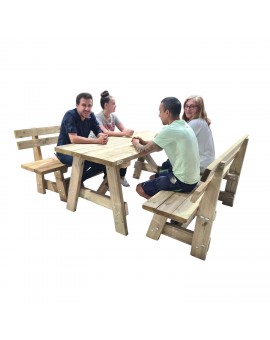 Table en bois ZURICH avec bancs avec dossier VIC