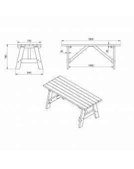 Table en bois ZURICH avec bancs avec dossier VIC