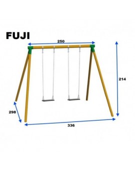 Balançoire double en bois ronde Masgames FUJI Adultes (caoutchouc et cordes)