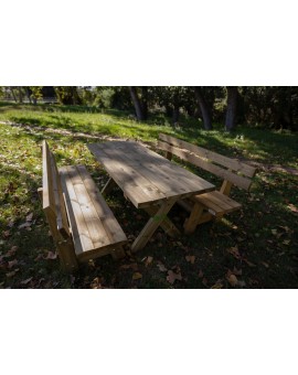 Table en bois XERTA avec bancs avec dossier VIC