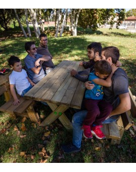 Table en bois XERTA avec bancs avec dossier VIC