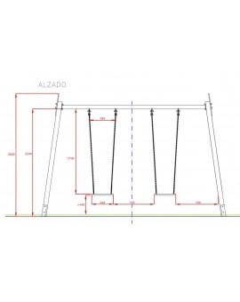 Balançoire double en bois Masgames DRACO (sièges plats)