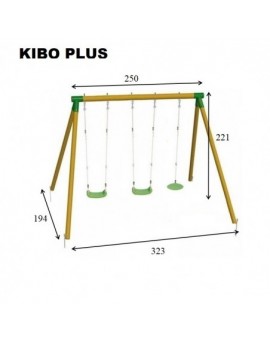 Balançoire double en bois rond Masgames KIBO XL Plus