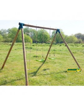 Balançoire double en bois rond Masgames KIBO XL Deluxe