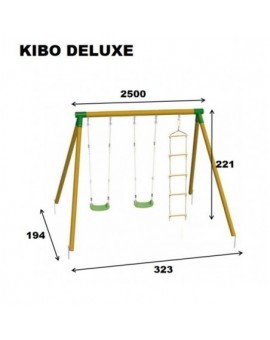 Balançoire double en bois rond Masgames KIBO XL Deluxe