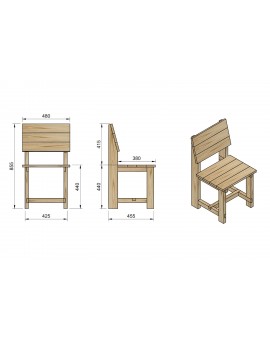 Lot de 4 chaises d'extérieur en bois MASGAMES BATEA