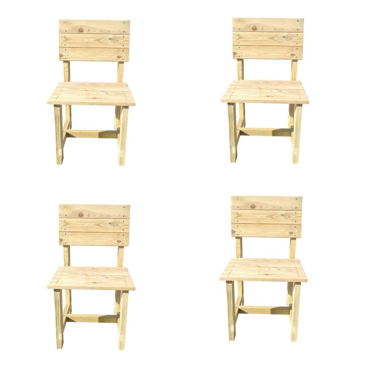 Lot de 4 chaises d'extérieur en bois MASGAMES BATEA