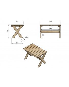 Table d'extérieur en bois MASGAMES XERTA 120 cm