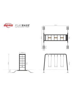 BERG Playbase Large TL (mur d'escalade + siège UFO + anneaux)