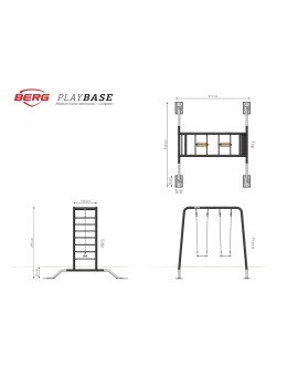 BERG Playbase Medium TL (mur d'escalade + trapèze + siège en caoutchouc)