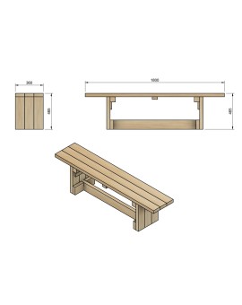 Banc en bois MASGAMES CALELLA pour l'extérieur.