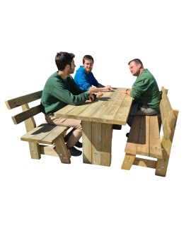 Table d'extérieur en bois MASGAMES CALELLA avec bancs avec dossier MASGAMES VIC