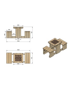 Table d'échecs en bois MASGAMES DAMA