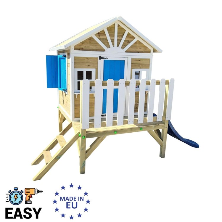 Maison d'enfants en bois à panneaux Masgames VISBY surélevés 60 cm