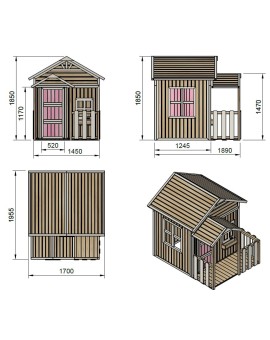 Maison d'enfants en bois à panneaux Masgames OLDEN