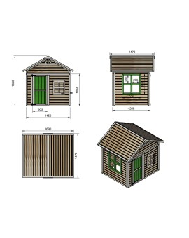 Maison d'enfants en bois à panneaux Masgames FLAM surélevés de 60 cm